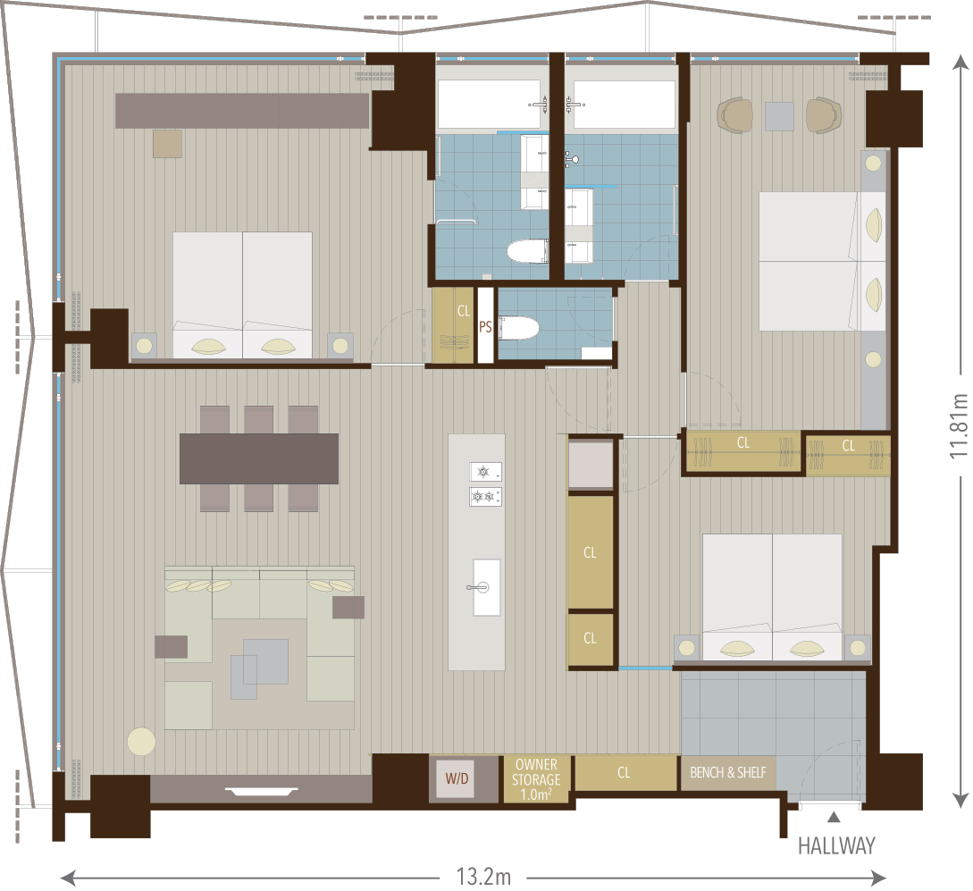 3 Bedroom Type C floor plans