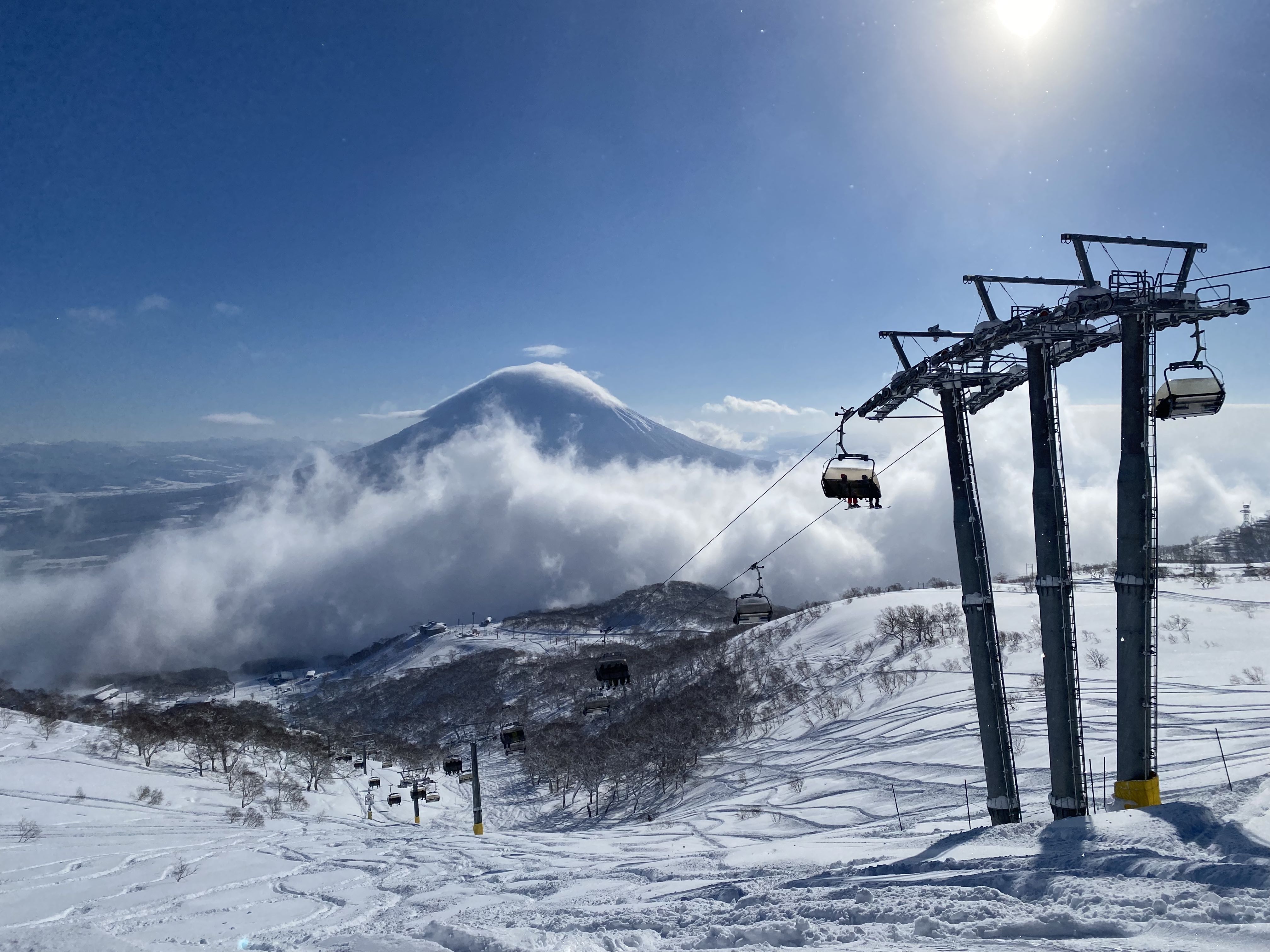 Mount Yotei and Niseko ski lifts