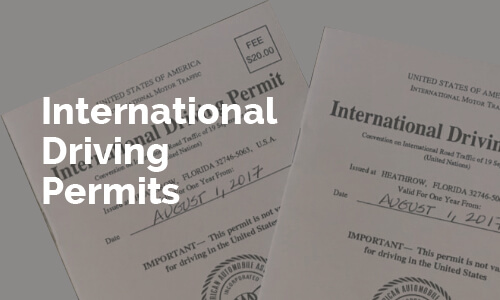 International driving permits displayed on a gray background with text overlay reading "International Driving Permits"