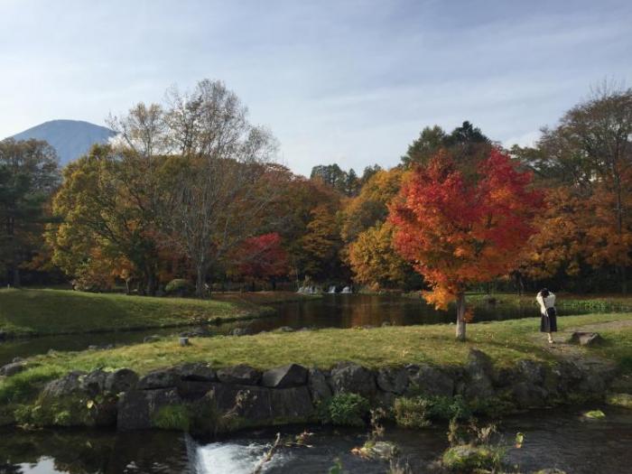 Kyougoku park with water features and stunning fall colours
