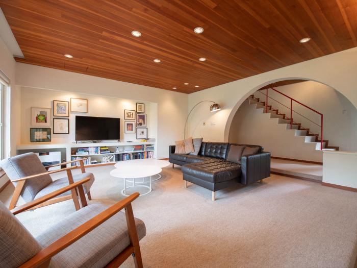 view of living room with cloth chairs