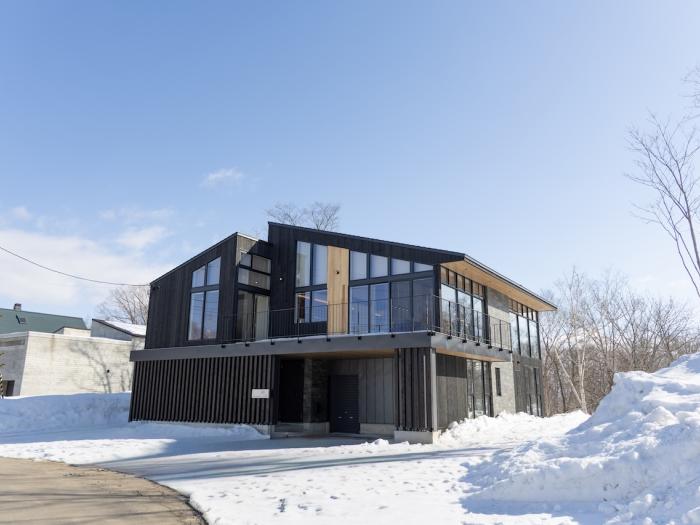 A two story house with double pitch roof