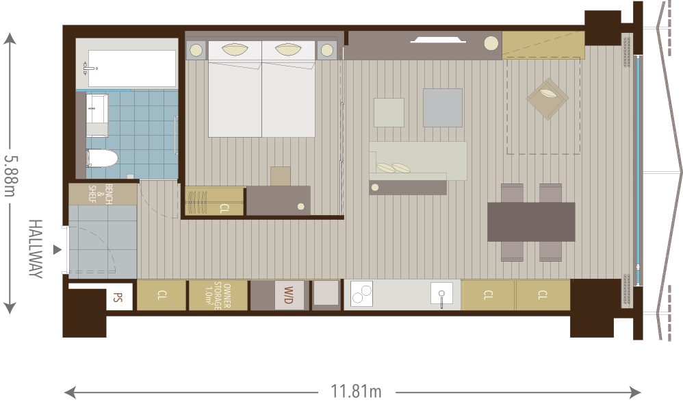 1.5 Bedroom floor plans