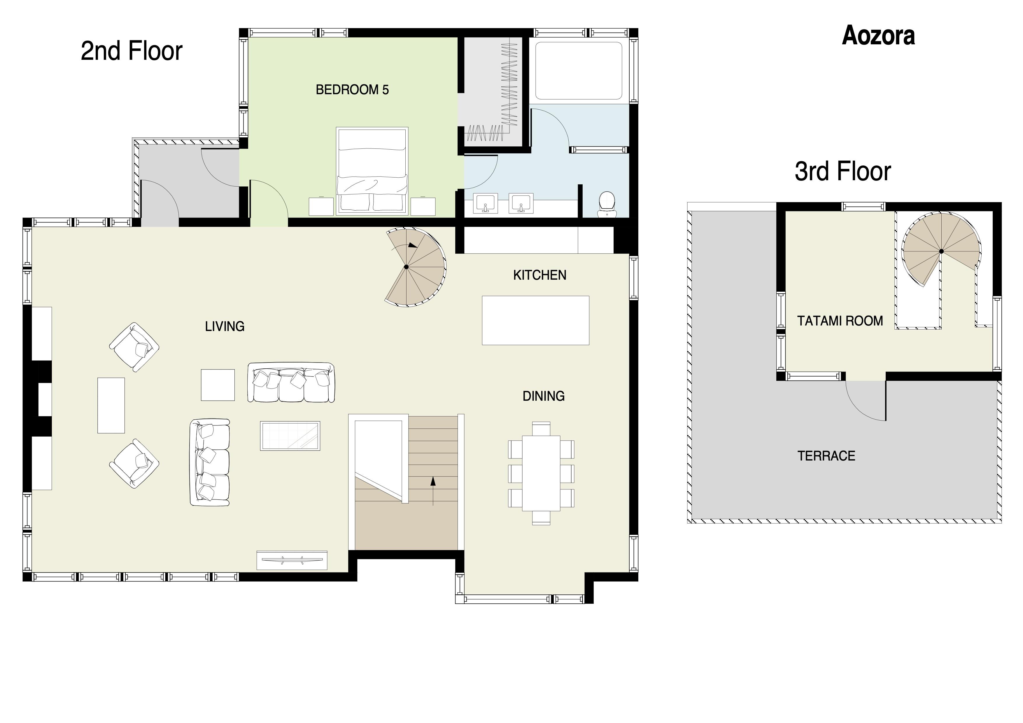 Aozora 2nd and 3rd Floor plans