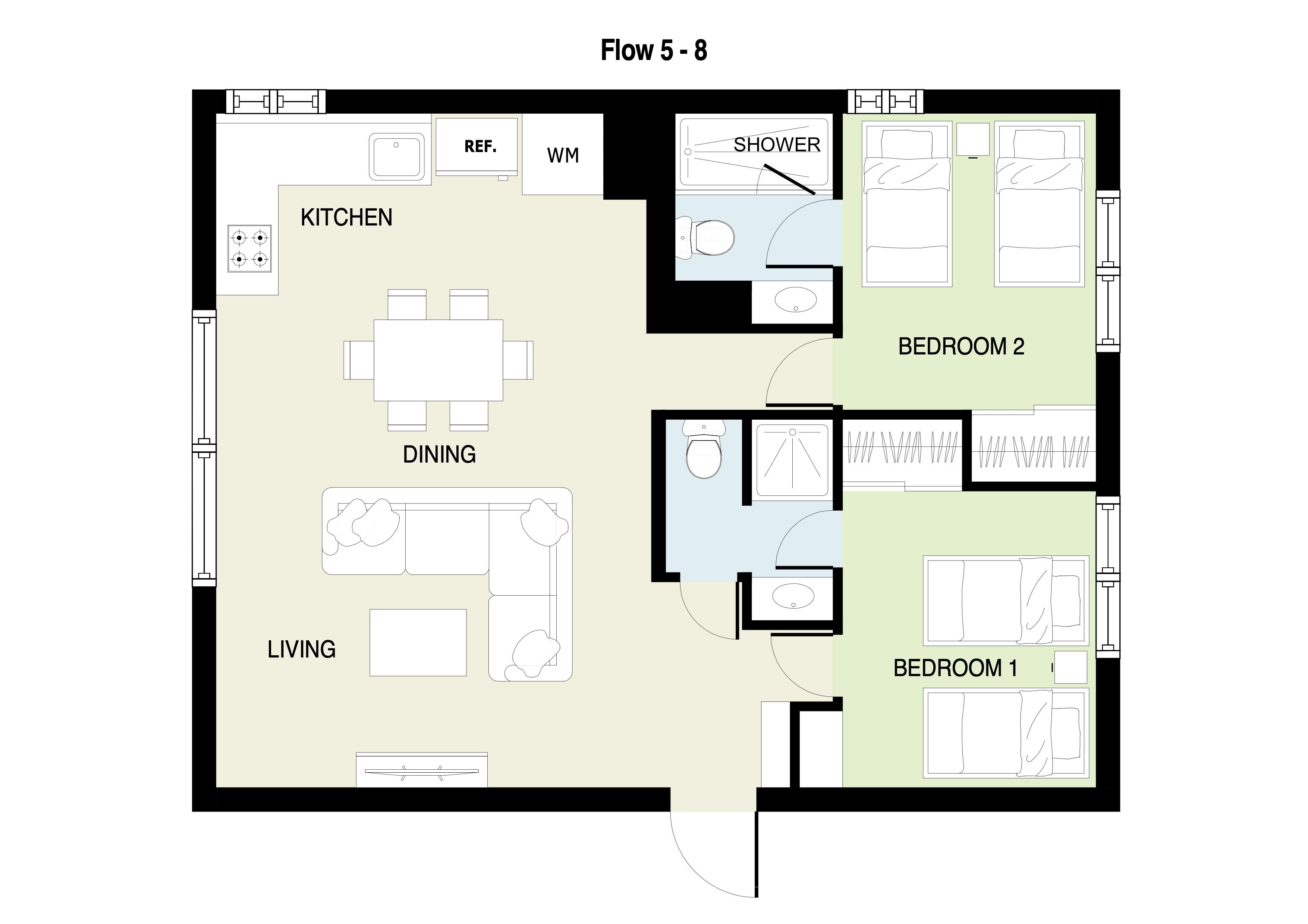 Flow two bedroom Floor Plan