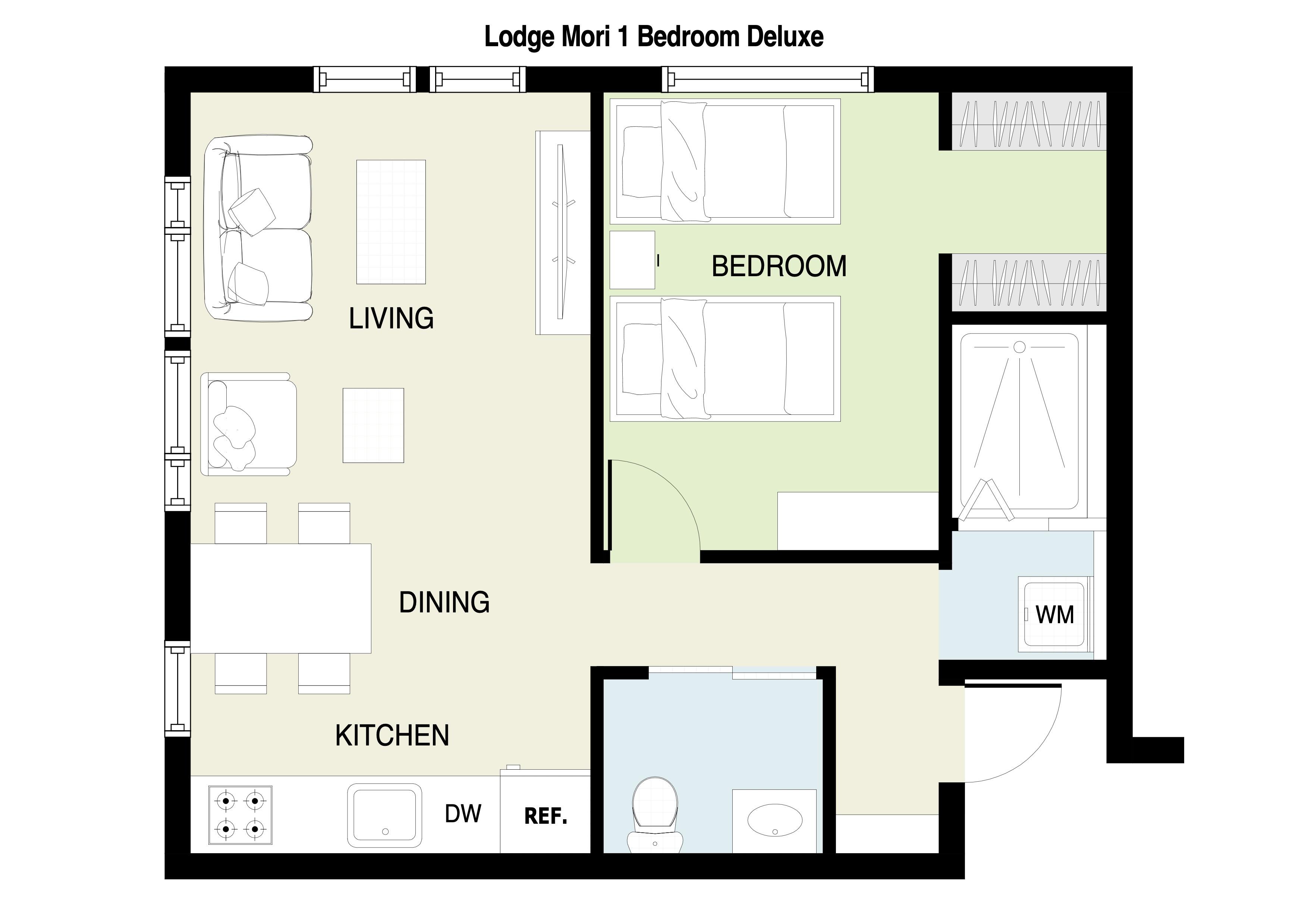 Lodge Mori 1 Bedroom Deluxe Floor Plan