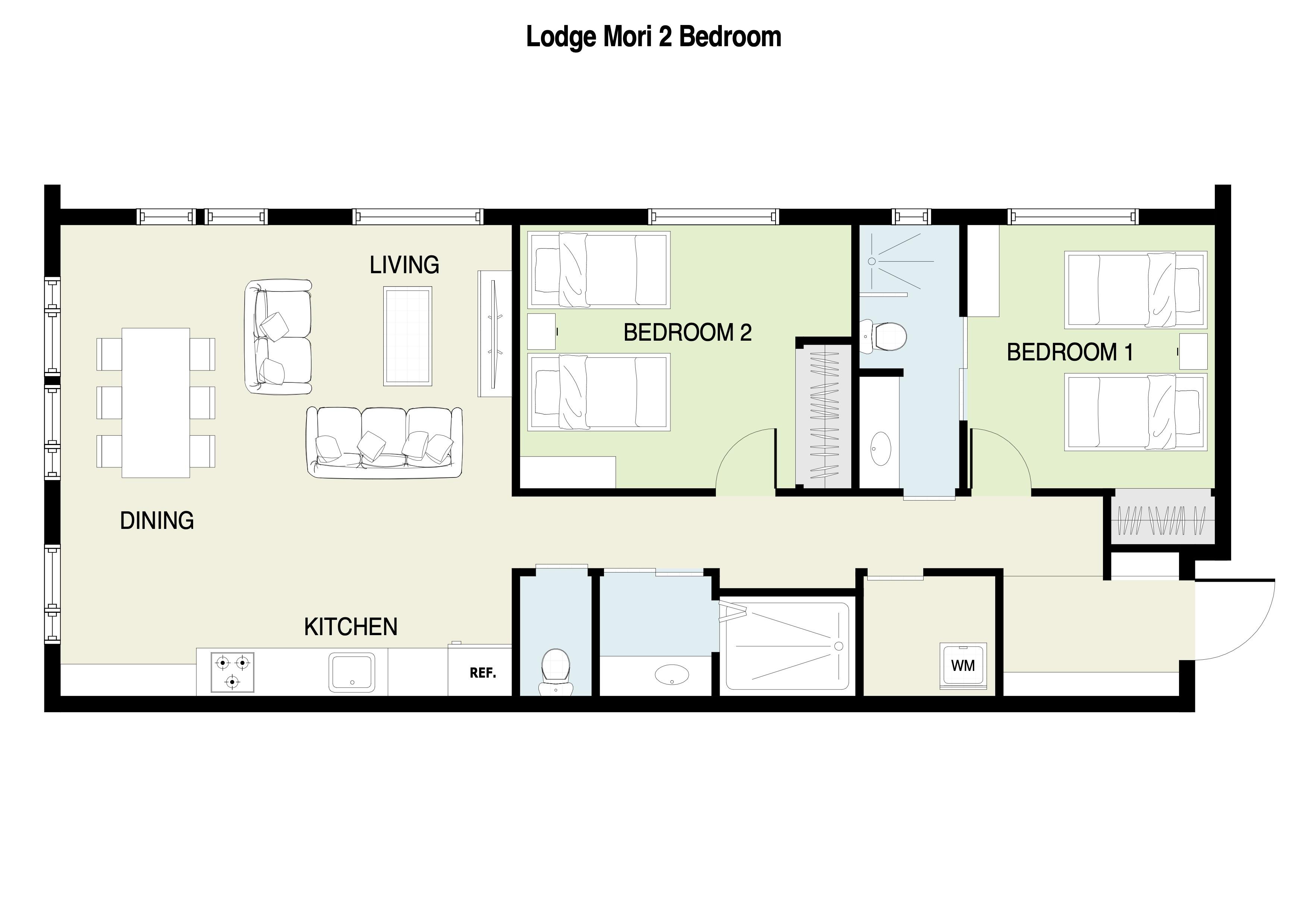 Lodge Mori 2 Bedroom Floor Plan