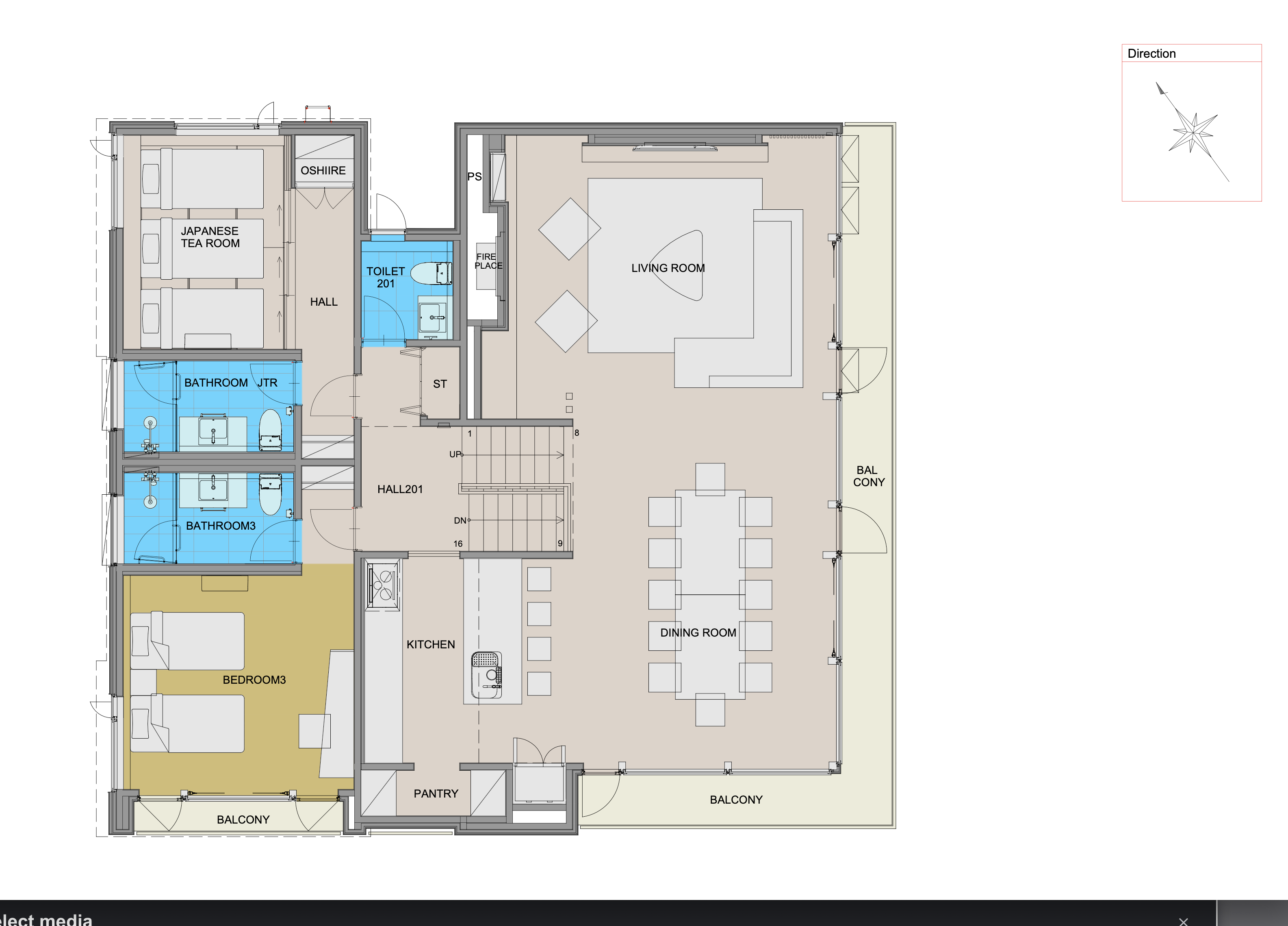 A colored floor plan of 2nd storey