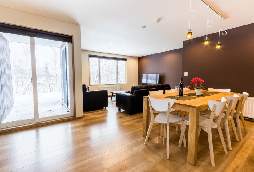 dining area with glass backdoor 