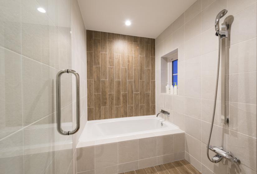 Bathroom and wooden floor