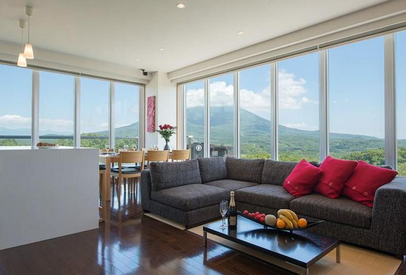 living room with summer view of yotei