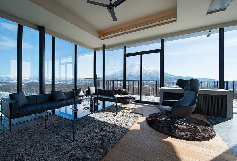 Apartment 601 living room with superb Mt. Yotei view