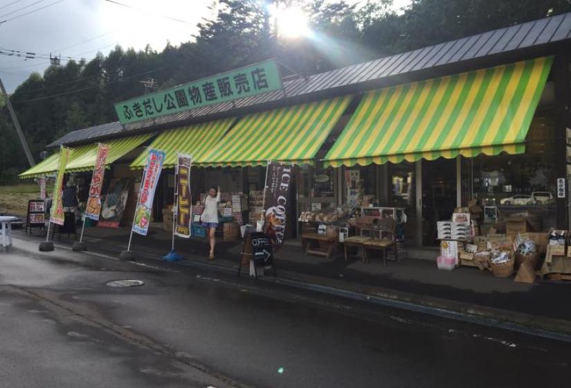 A line of small shops