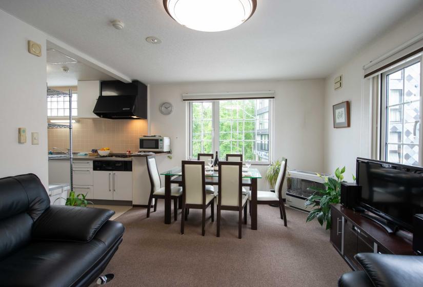 dining table under window