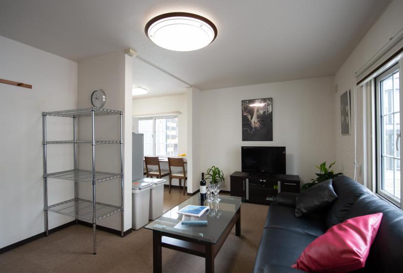 Glass coffee table in living room