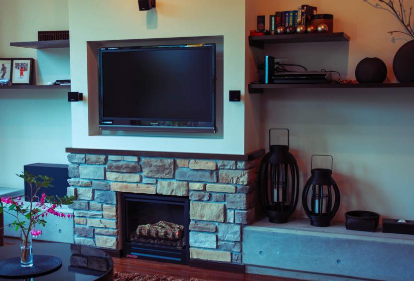 TV above fire place