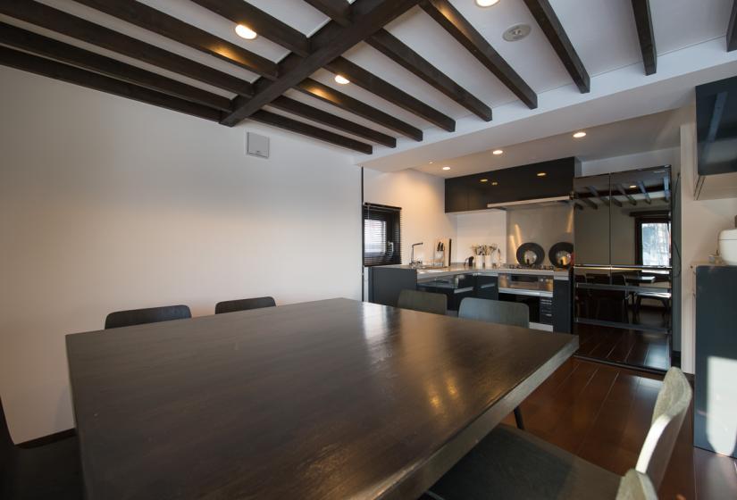 dining table view of the fully equipped kitchen