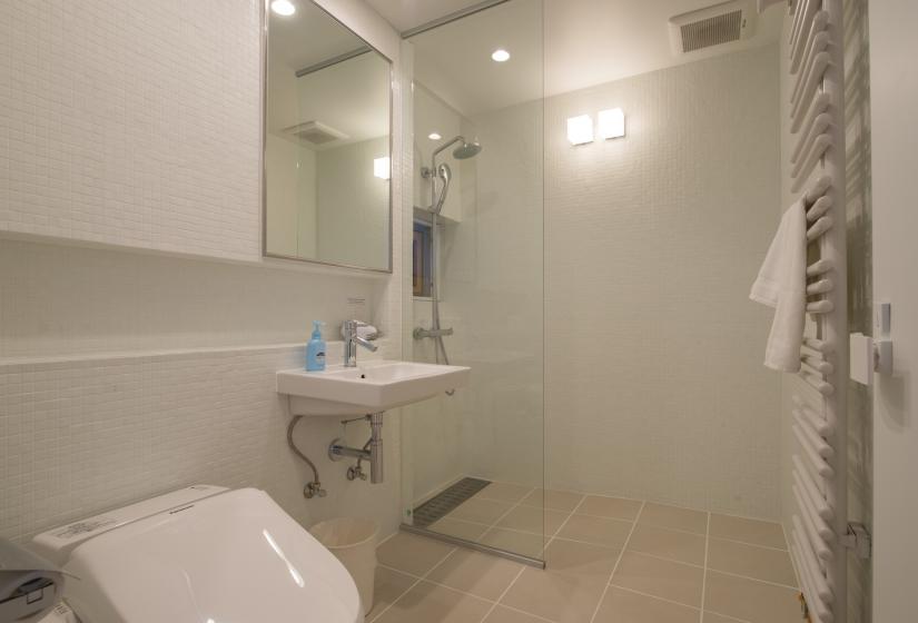 bathroom with a walk-in shower