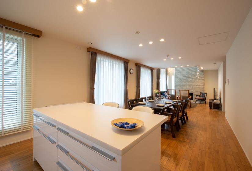 looking down living dining area