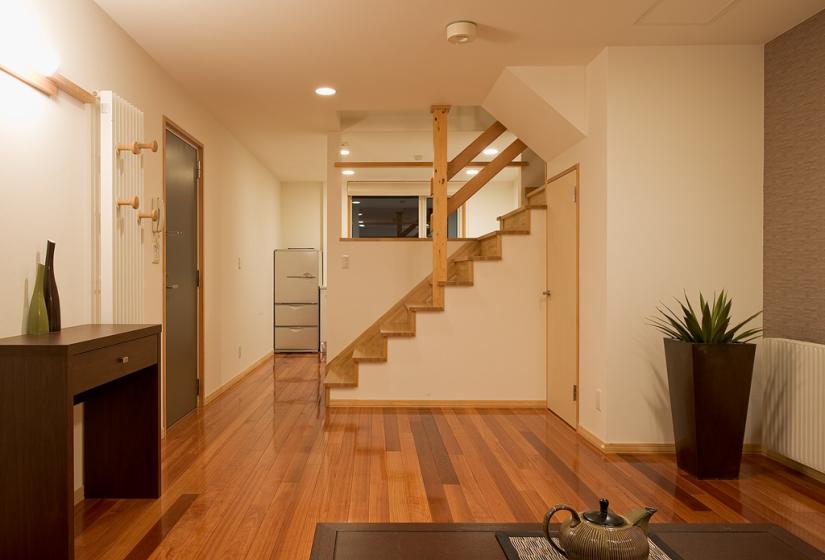 view to staircase with wooden floor