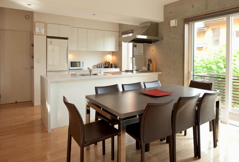 kitchen with dining table and chairs