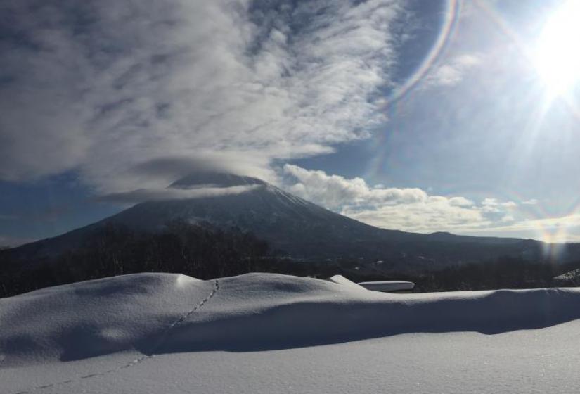 Mount Yotei view from Lawson convenience store