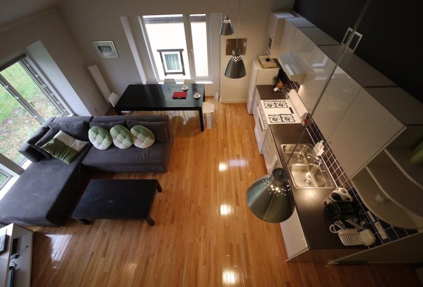 living area and kitchen space view from the 2nd floor