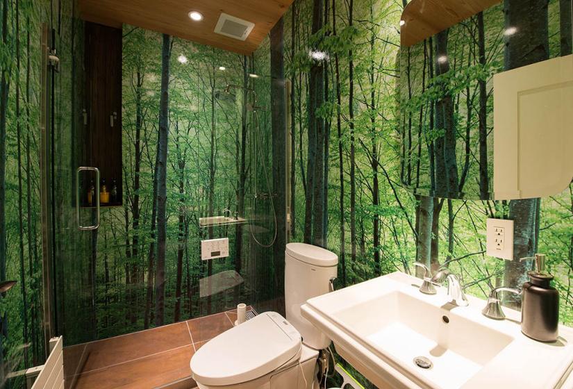 bathroom with woodland theme