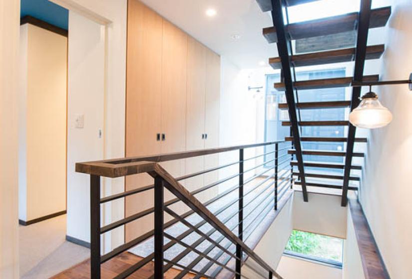 second floor stairway and hallway