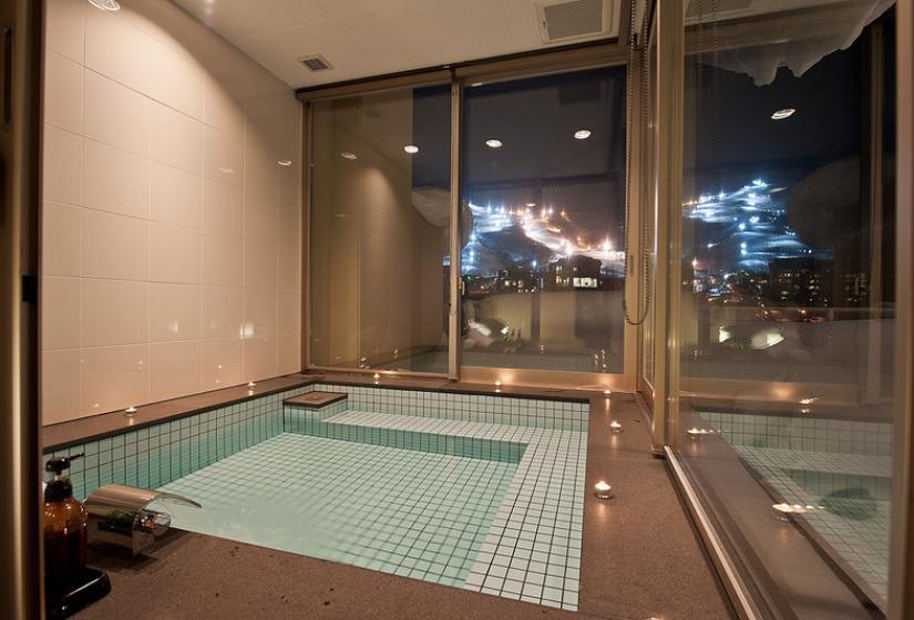 penthouse bath with view of ski fields