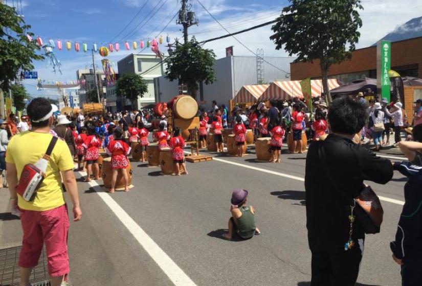 Taiko drummers at the Kutchan Jaga festival Hirafu festival drummers