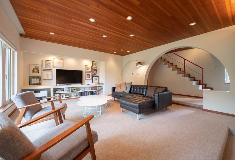 view of living room with cloth chairs