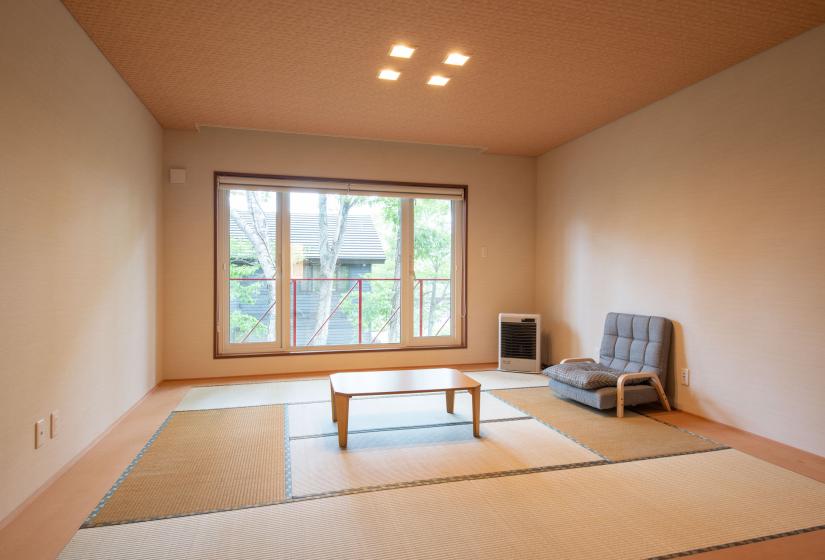 Japanese tatami room with small table