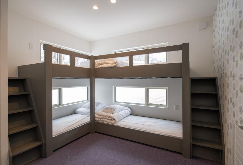 two sets of bunk beds