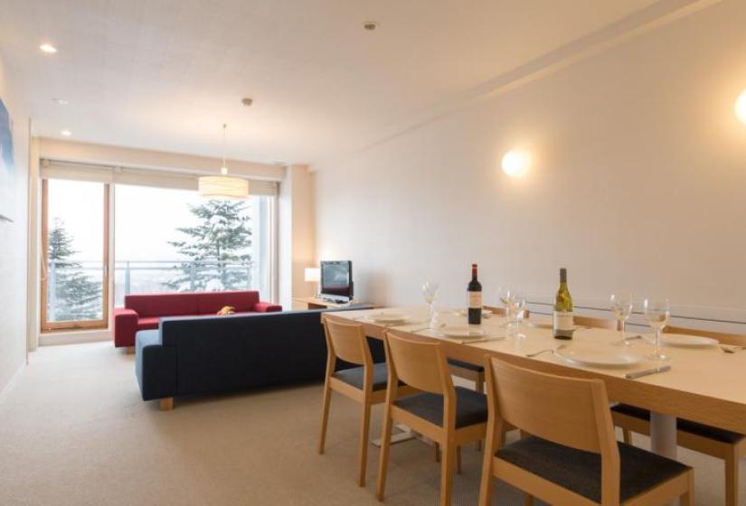 Niseko Landmark View Dining table and view of tree tops