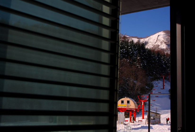 view of ski lifts from front entrance