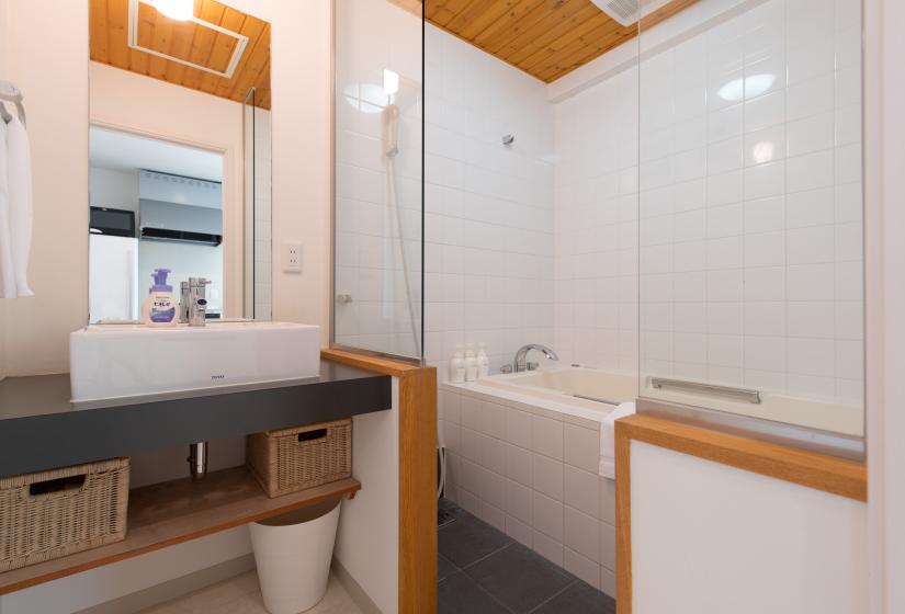 Sakura bathroom showing the sink and bathtub