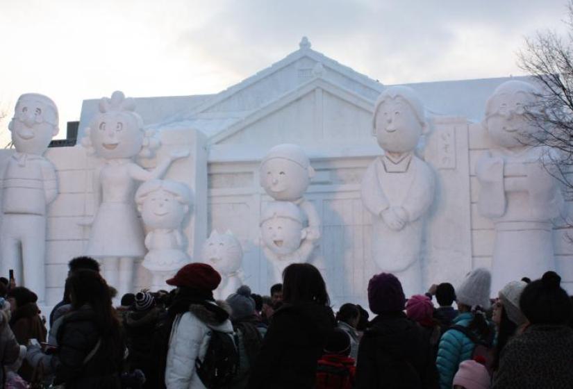 Sazae and family at Sapporo Snow Festival in 2011