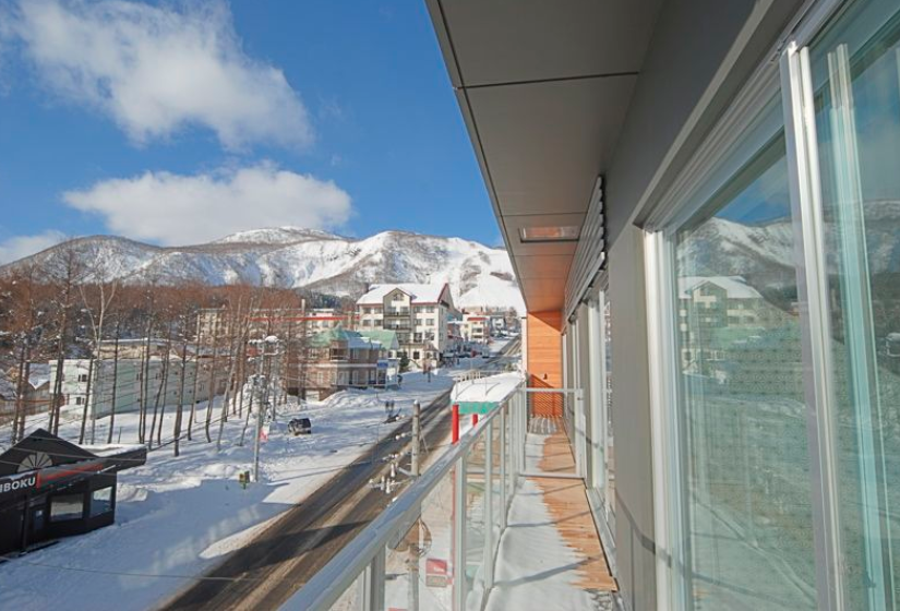 small balcony overlooks main road