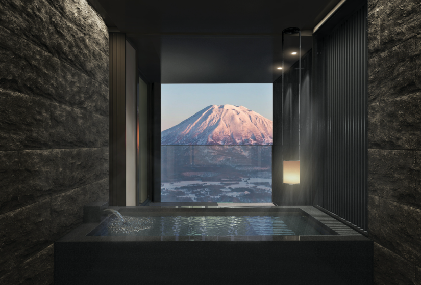 Onsen bath with Yotei view