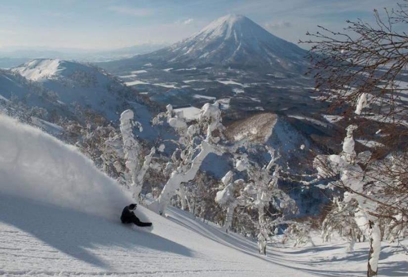 We can't wait for more days like this A snowboarder makes a turn amid a snowy backdrop