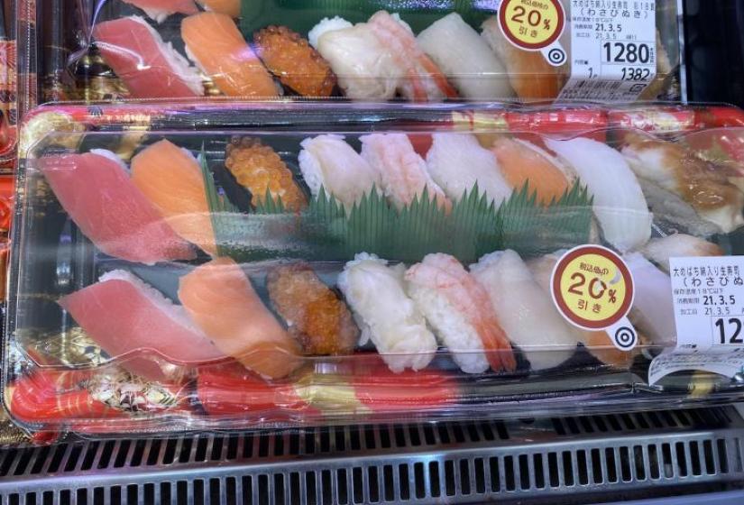 A selection of supermarket sushi platters