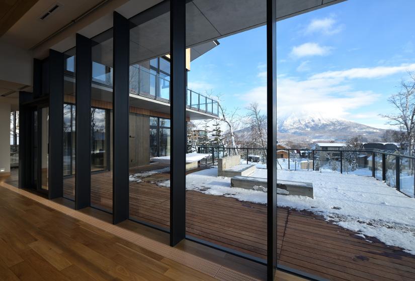 View of snowy courtyard