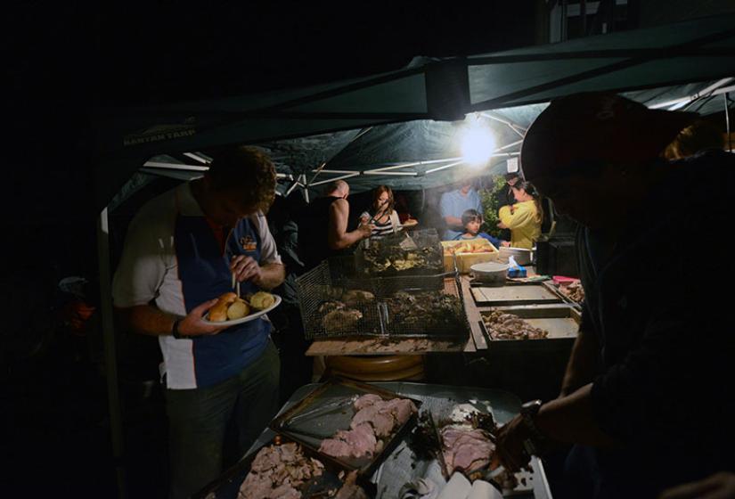 A spread of Hungi food in the dark