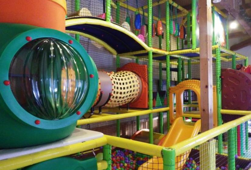 A brightly coloured children's playground