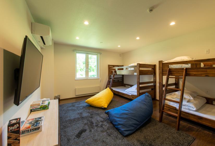 Bunk room with two bean bags