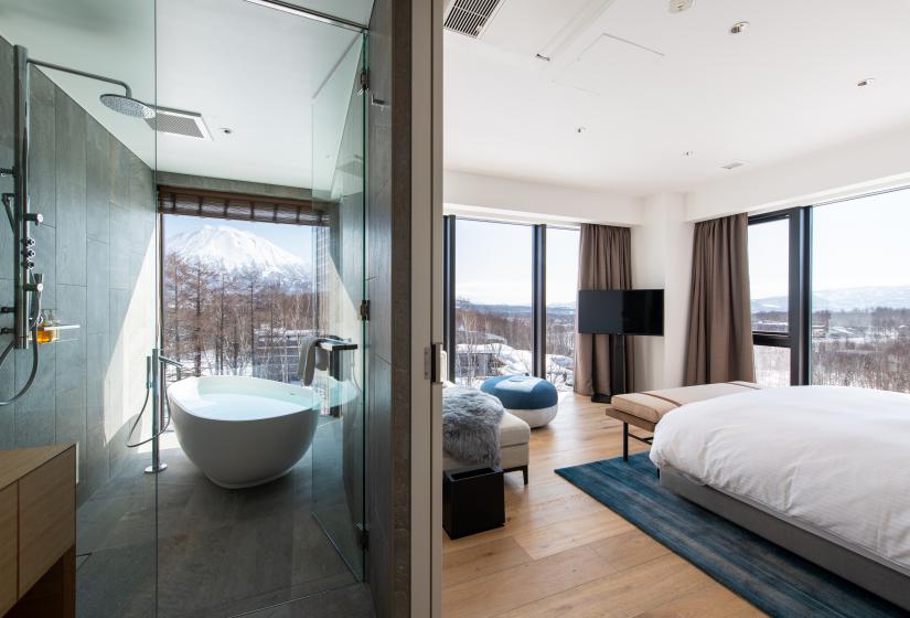 A bedroom with ensuite bath