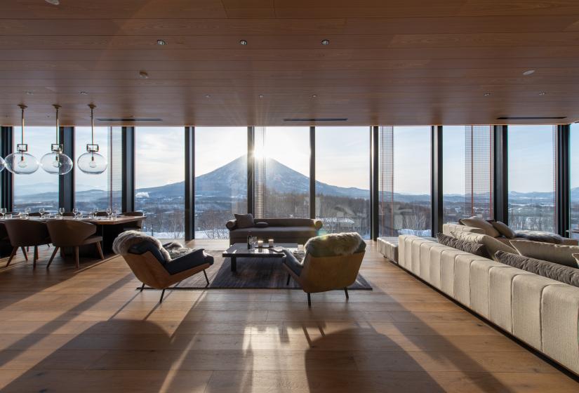 A view of Mount Yotei from lounge area