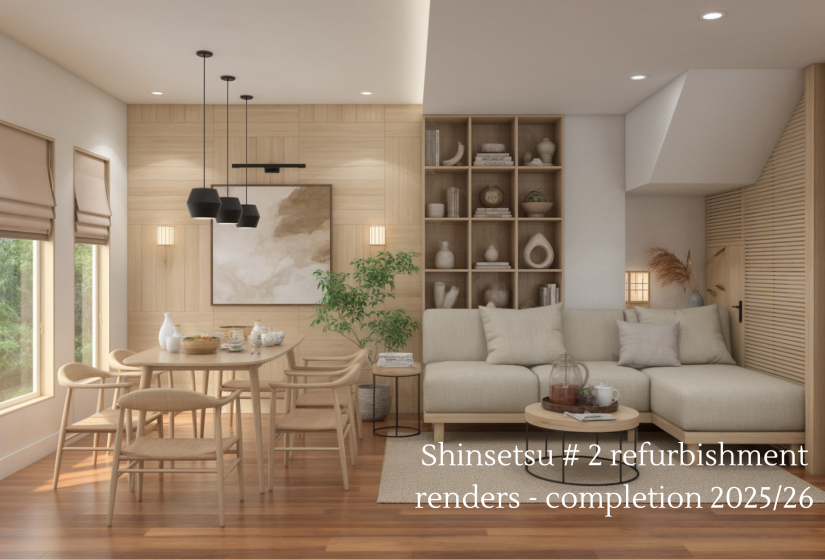 Lounge suite and table with hanging lights