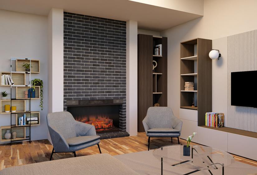 A CGI of a lounge area with TV to the right